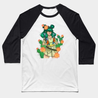 Cactus Flowers with Body Art Baseball T-Shirt